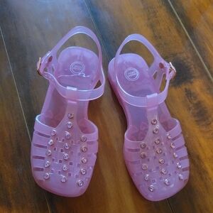 Pink rhinestone jelly shoes. Girls size 13. Like new!